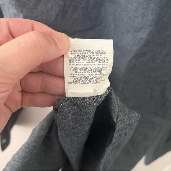 Wrangler Jeans Co. Red Denim Chambray Long Sleeve Button Down Snap Men’s Small - Picture 10 of 10